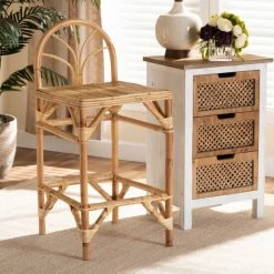 Buy 💯 Baxton Studio Seville Modern And Contemporary Natural Finished Rattan Counter Stool 👏