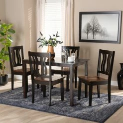 Coupon 👏 Baxton Studio Zamira Modern And Contemporary Transitional 5-Piece Dining Set Dark Oak 😍