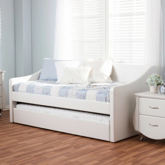New ๐ Baxton Studio Kallikrates Modern Daybed With Trundle Bed White โจ - Image 4