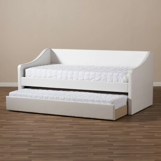 New ๐ Baxton Studio Kallikrates Modern Daybed With Trundle Bed White โจ - Image 8