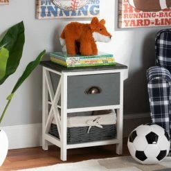 Top 10 😉 Baxton Studio Garridan Contemporary Wood Storage Unit With Willow Basket-White/Grey 💯