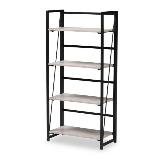 Flash Sale ๐ฅ Baxton Studio Lakota Modern Industrial-styled 4-Tier Display Shelf-Light Grey/Black ๐คฉ - Image 2