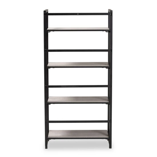 Flash Sale ๐ฅ Baxton Studio Lakota Modern Industrial-styled 4-Tier Display Shelf-Light Grey/Black ๐คฉ - Image 5