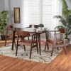 Discount 🛒 Baxton Studio Cleo Mid-Century Modern Faux Leather And Dark Brown Finished Wood Dining Set Espresso, Dark Brown 🛒