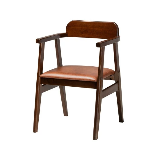 Discount π Baxton Studio Cleo Mid-Century Modern Faux Leather And Dark Brown Finished Wood Dining Set Espresso, Dark Brown π - Image 3