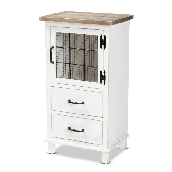 Hot Sale ๐ Baxton Studio Faron Traditional Farmhouse White And OakWood 2-Drawer Storage Cabinet ๐ - Image 2