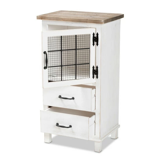 Hot Sale ๐ Baxton Studio Faron Traditional Farmhouse White And OakWood 2-Drawer Storage Cabinet ๐ - Image 3