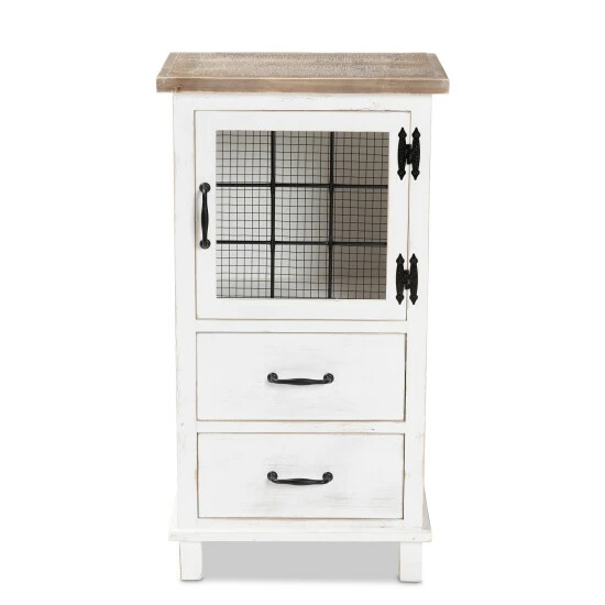 Hot Sale ๐ Baxton Studio Faron Traditional Farmhouse White And OakWood 2-Drawer Storage Cabinet ๐ - Image 4