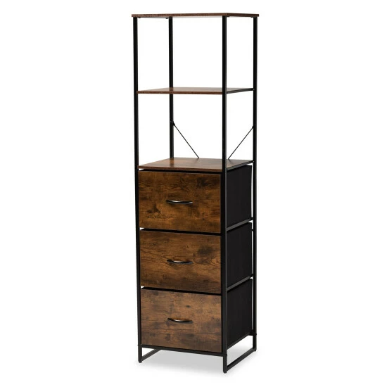 Flash Sale ๐ Baxton Studio Hakan Modern Industrial 3-Drawer Wood Storage Cabinet-Walnut Brown โ๏ธ - Image 2