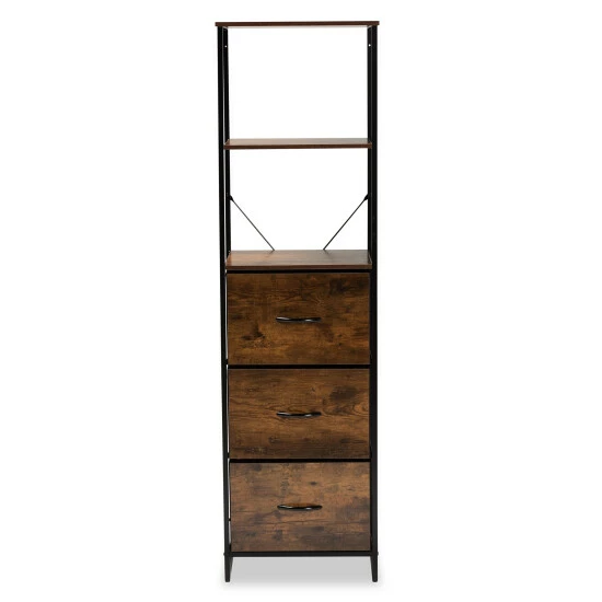 Flash Sale ๐ Baxton Studio Hakan Modern Industrial 3-Drawer Wood Storage Cabinet-Walnut Brown โ๏ธ - Image 4