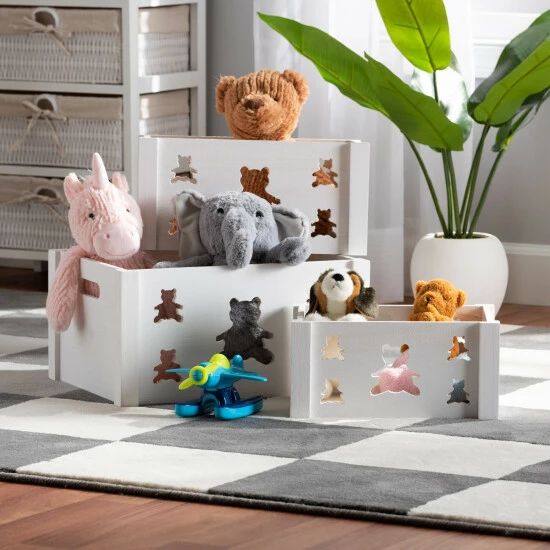 Budget ๐ Baxton Studio Sagen Modern And Contemporary 3-Piece Wood Storage Crate Set-White ๐