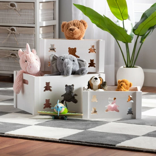 Budget ๐ Baxton Studio Sagen Modern And Contemporary 3-Piece Wood Storage Crate Set-White ๐ - Image 6