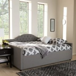 Cheap 🔥 Contemporary Fabric Upholstered Daybed By Baxton Studio Grey 🥰