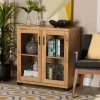 Best Pirce ⌛ Baxton Studio Zentra Modern Oak Brown Finished Wood 2-Door Storage With Glass Doors ⭐