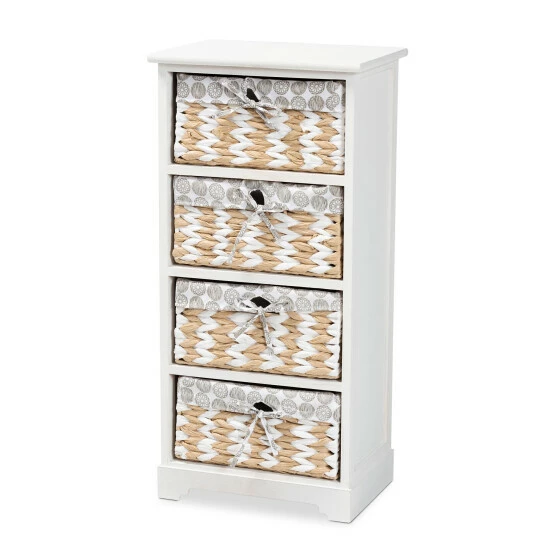 Hot Sale โญ Baxton Studio Rianne Modern Transitional White Wood 4-Willow Basket Storage Unit ๐งจ - Image 2