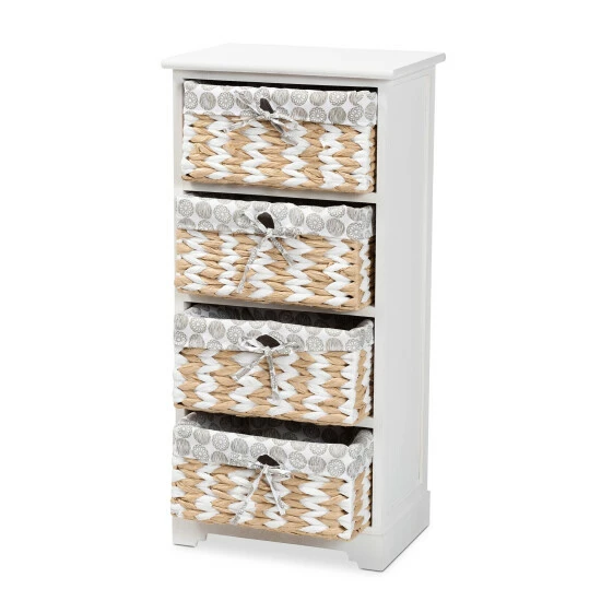Hot Sale โญ Baxton Studio Rianne Modern Transitional White Wood 4-Willow Basket Storage Unit ๐งจ - Image 3