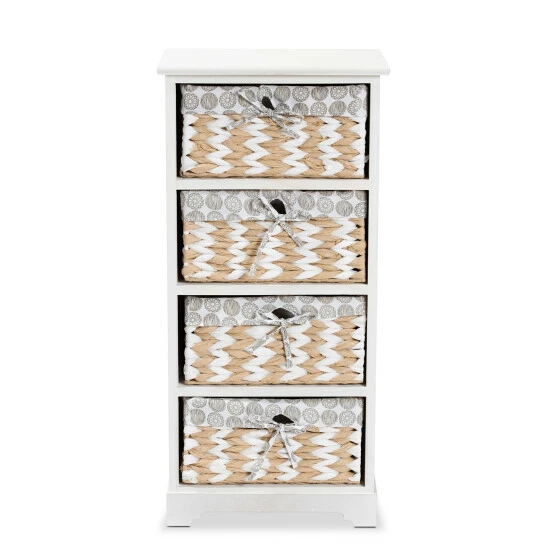 Hot Sale โญ Baxton Studio Rianne Modern Transitional White Wood 4-Willow Basket Storage Unit ๐งจ - Image 4