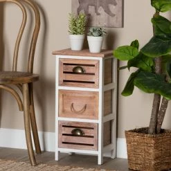 Cheapest 😉 Baxton Studio Palta Modern &Contemporary 3-Drawer Wood Storage Unit-White /Oak Brown 🧨