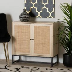 Best deal 🔥 Baxton Studio Caterina Bohemian Wood /Natural Rattan 2-Door Storage Cabinet-Natural 😍