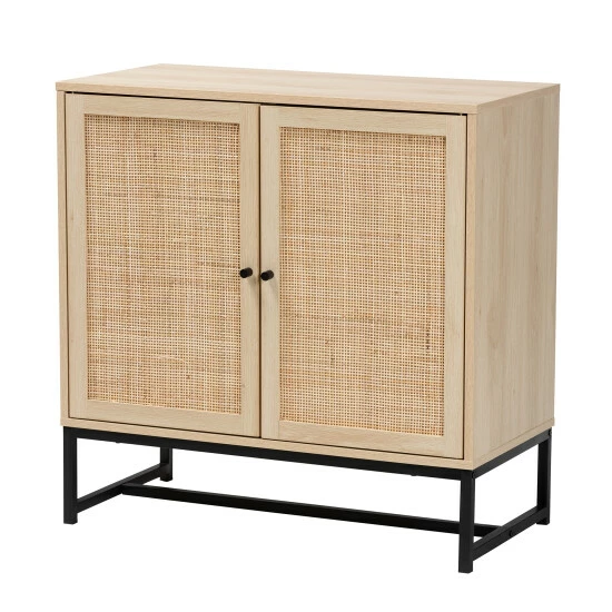 Best deal ๐ฅ Baxton Studio Caterina Bohemian Wood /Natural Rattan 2-Door Storage Cabinet-Natural ๐ - Image 2