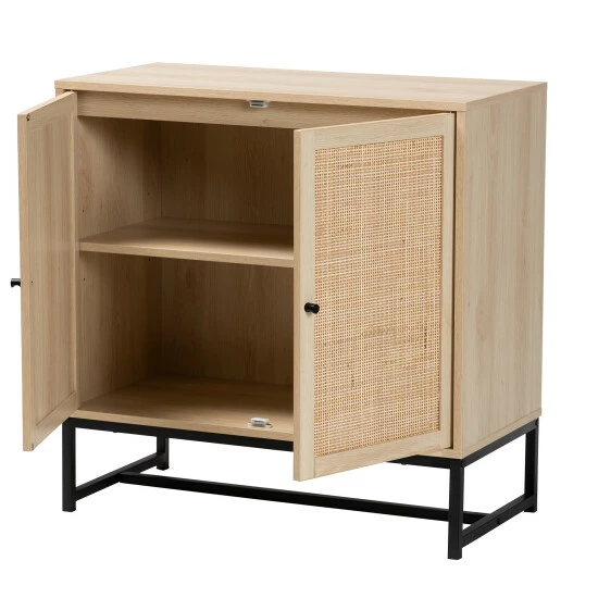 Best deal ๐ฅ Baxton Studio Caterina Bohemian Wood /Natural Rattan 2-Door Storage Cabinet-Natural ๐ - Image 3