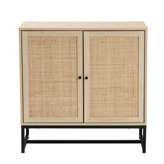 Best deal ๐ฅ Baxton Studio Caterina Bohemian Wood /Natural Rattan 2-Door Storage Cabinet-Natural ๐ - Image 4