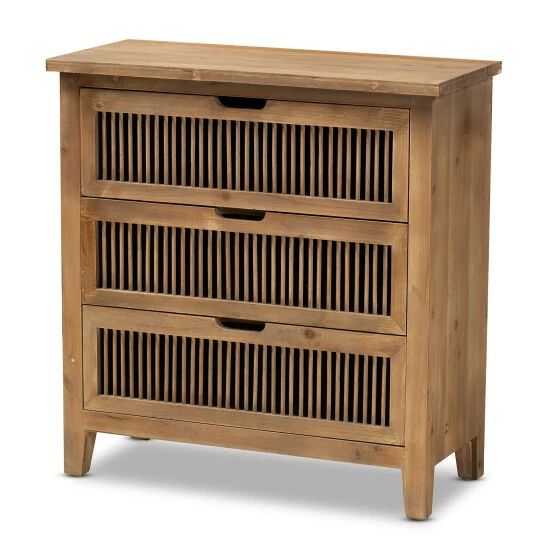 Flash Sale ๐งจ Baxton Studio Clement Rustic Transitional Oak Finished 3-Drawer Storage Cabinet ๐ - Image 2