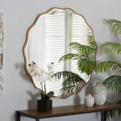 Brand new ⌛ Baxton Studio Weston Modern Glam And Luxe /Antique Goldleaf Finished Wood Accent Wall Mirror - Gold 🥰