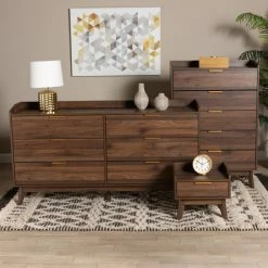 Brand new ๐ฏ Baxton Studio Lena Mid-Century Modern Walnut Brown Finished Wood 3-Piece Storage Set โญ