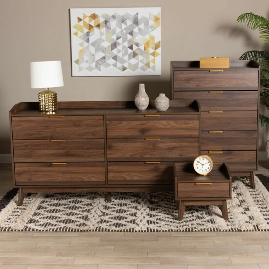 Brand new ๐ฏ Baxton Studio Lena Mid-Century Modern Walnut Brown Finished Wood 3-Piece Storage Set โญ