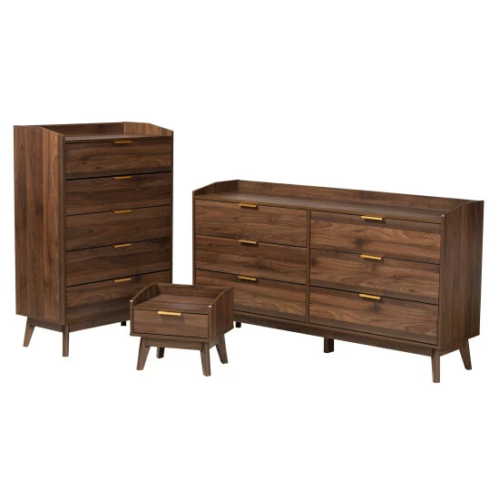 Brand new ๐ฏ Baxton Studio Lena Mid-Century Modern Walnut Brown Finished Wood 3-Piece Storage Set โญ - Image 2