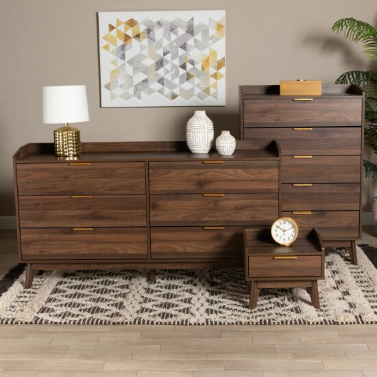 Brand new ๐ฏ Baxton Studio Lena Mid-Century Modern Walnut Brown Finished Wood 3-Piece Storage Set โญ - Image 8
