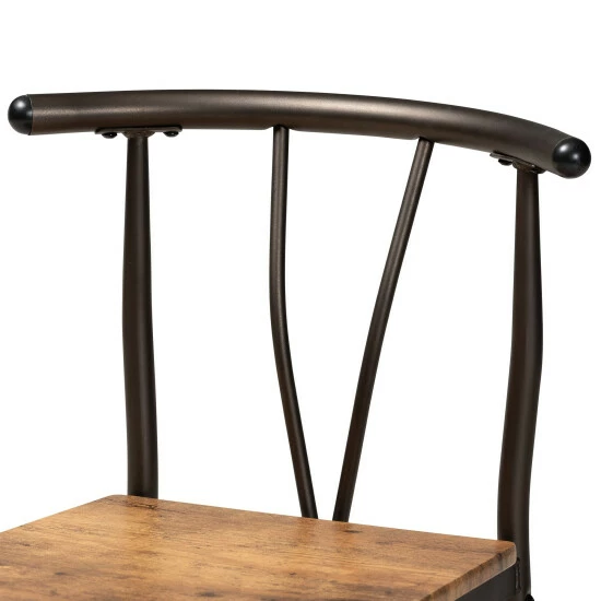 Budget 🥰 Baxton Studio Tilda Modern Industrial Natural Brown Finished Wood And Dark Bronze Metal 5-Piece Dining Set 🔔 - Image 7