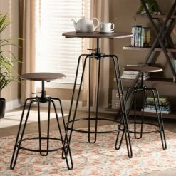 Wholesale 😉 Baxton Studio Veera Vintage Industrial Rustic 3-Piece Height Adjustable Pub Set ❤️