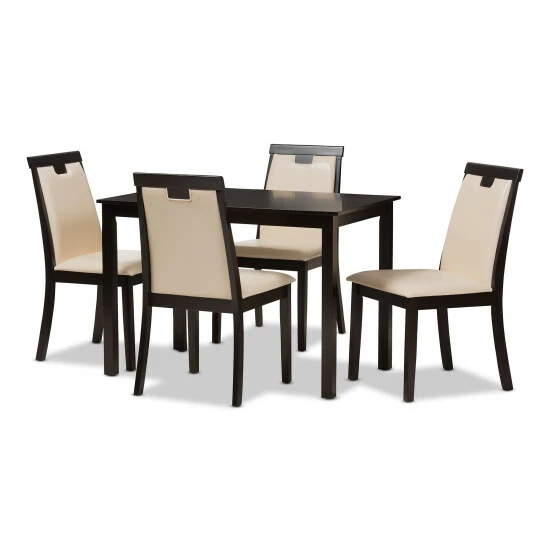 Flash Sale ๐ฏ Contemporary Beige Faux Leather 5-Piece Dining Set By Baxton Studio ๐ - Image 2