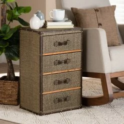 Discount 🌟 Baxton Studio Owen Mid-Century Modern 4-Drawer Accent Storage Cabinet In Brown 🛒