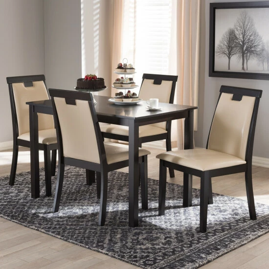 Flash Sale ๐ฏ Contemporary Beige Faux Leather 5-Piece Dining Set By Baxton Studio ๐ - Image 6