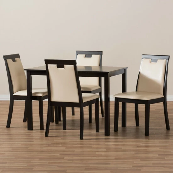 Flash Sale ๐ฏ Contemporary Beige Faux Leather 5-Piece Dining Set By Baxton Studio ๐ - Image 7