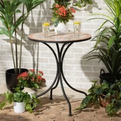 Cheap 👍 Baxton Studio Talise Modern Colored Ceramic Tile & Black Metal Outdoor Dining Table ✔️