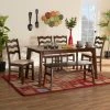Outlet 🎁 Baxton Studio Amara Mid-Century Modern Cream Fabric And Dark Brown Finished Wood Dining Set Cream, Dark Brown ❤️