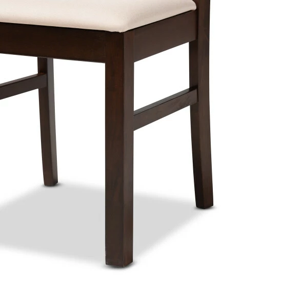 Outlet ๐ Baxton Studio Amara Mid-Century Modern Cream Fabric And Dark Brown Finished Wood Dining Set Cream, Dark Brown โค๏ธ - Image 8