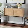 Outlet ✨ Baxton Studio Amelia Mid-Century Modern Transitional Natural Brown Finished Wood And Natural Rattan Sideboard Buffet 🔥