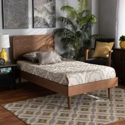 Wholesale 🔥 Baxton Studio Gisa Mid-Century Modern Transitional Wood Twin Size Platform Bed 🔔
